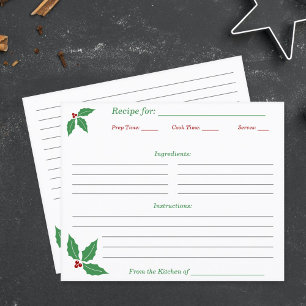 Fiche Recette Houx de Noël