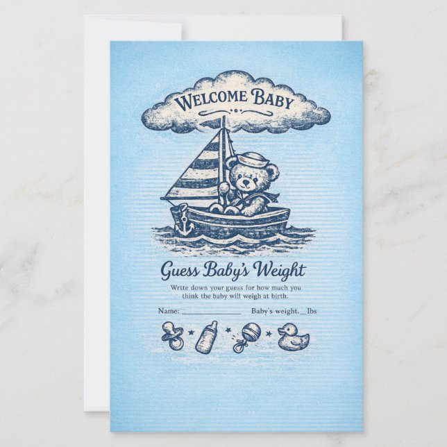 Fiches de papier pour Baby Shower (Devant)