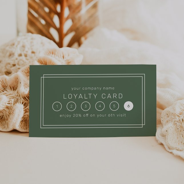 Fidélité AVERY Rustique Carte de Récompense Entreprise Vert (AVERY Rustic Dark Green Business Reward 6 Punch Loyalty Card)