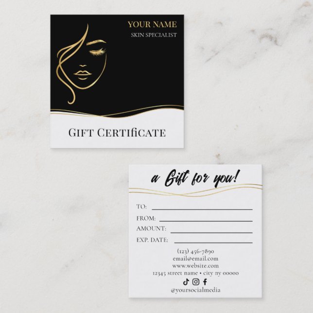 Fidélité Carte Cadeau de Soins de Beauté de la Peau (Devant / Derrière)