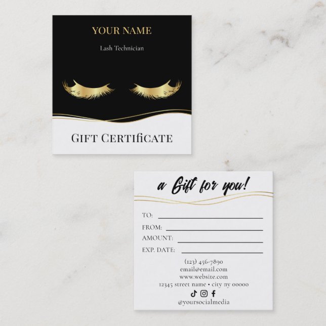Fidélité Carte Cadeau de Technicien de Cils de Luxe (Devant / Derrière)