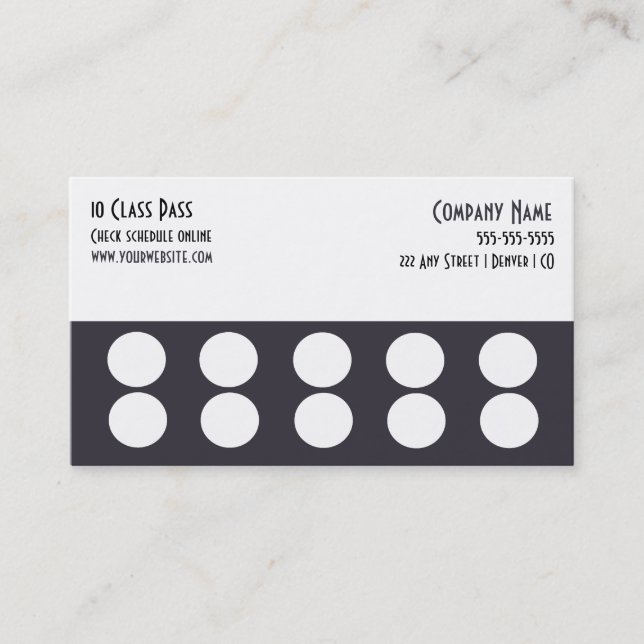 Fidélité Carte d'accès 10 Classe Gym Carte de visite (Devant)