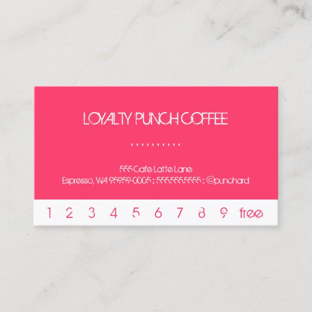 Fidélité Carte de café Loyauté Pink Punch (Devant)