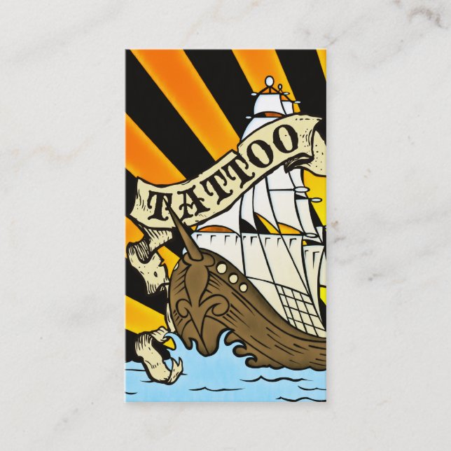 Fidélité carte de coupon de tatouage de bateau pirate (Devant)