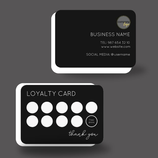 FIDÉLITÉ CARTE DE LOYAUTÉ PROFESSIONNELLE NOIRE LOGO 10 (Créateur téléchargé)