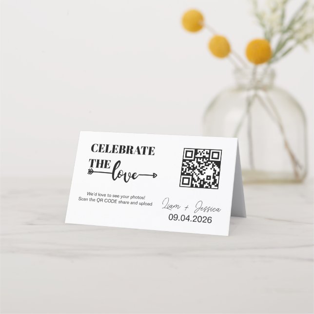 Fidélité Carte de note de code QR d'amour de script moderne (Devant)