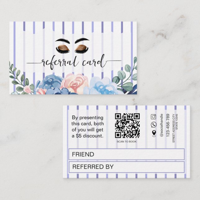 Fidélité Carte de parrainage pour technique de sourcils et  (Devant / Derrière)