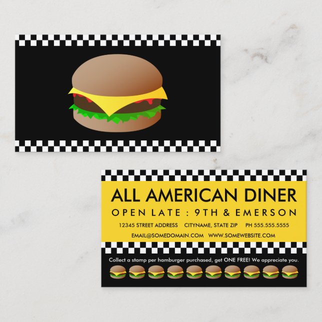 Fidélité carte de pointage de hamburgers modèle (Devant / Derrière)