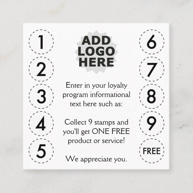 Fidélité carte de pointage simple (Devant)