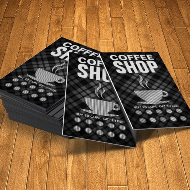 Fidélité carte de punch café plaid (coffee shop loyalty punch cards)