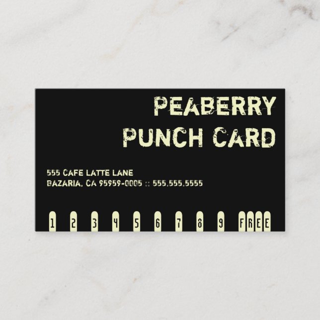 Fidélité Carte de punch pour boisson au café Dark Peaberry (Devant)