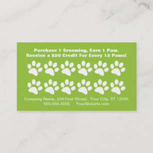 Fidélité Carte de récompense du client de Dog Grooming - Ca