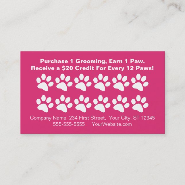 Fidélité Carte de récompenses pour le chien Grooming - Loya (Devant)