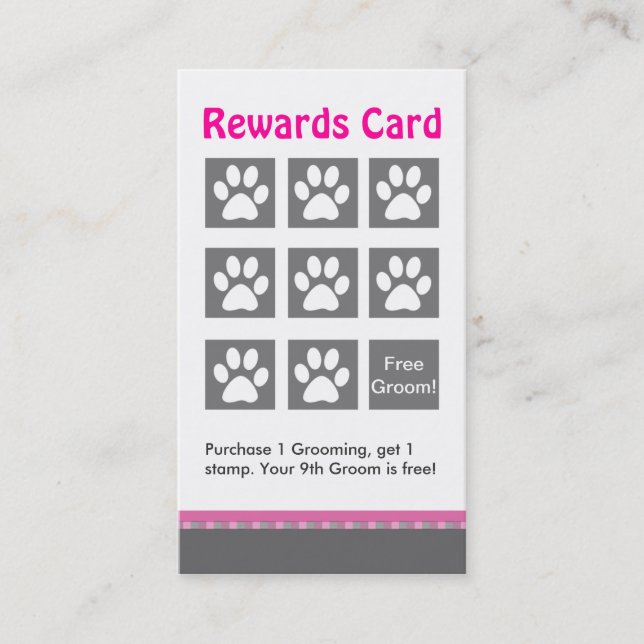 Fidélité Carte de récompenses pour le toilettage de chiens  (Devant)