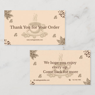 Fidélité Carte de remerciement café minimaliste marron élég