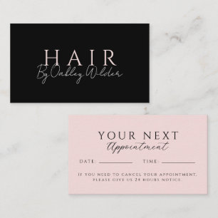 Fidélité Carte de rendez-vous Blush Noir Coiffeur Moderne