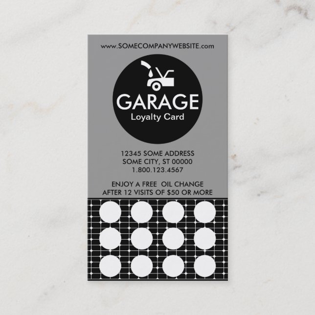 Fidélité Carte de timbre de grilles de GARAGE (Devant)
