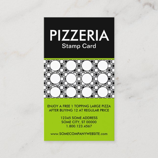 Fidélité carte de timbre de pizzeria (Devant)