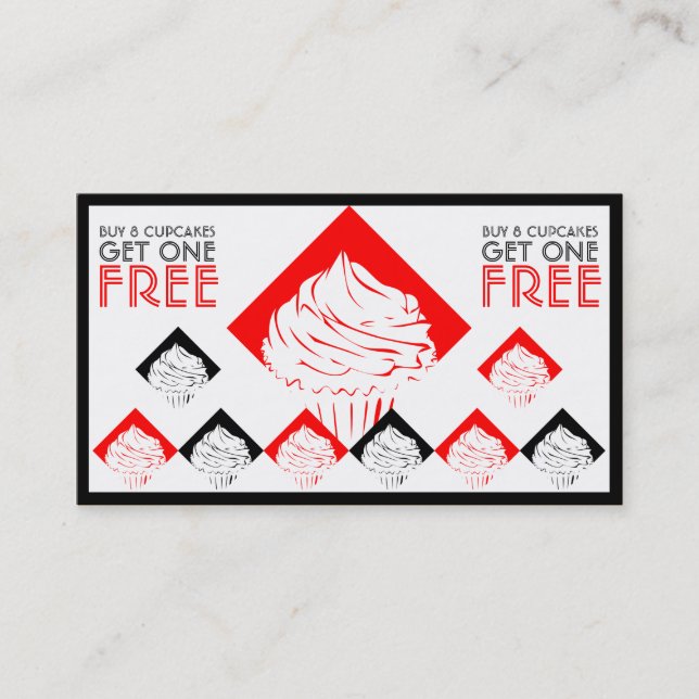 Fidélité carte de timbre diamant cupcakes (Devant)