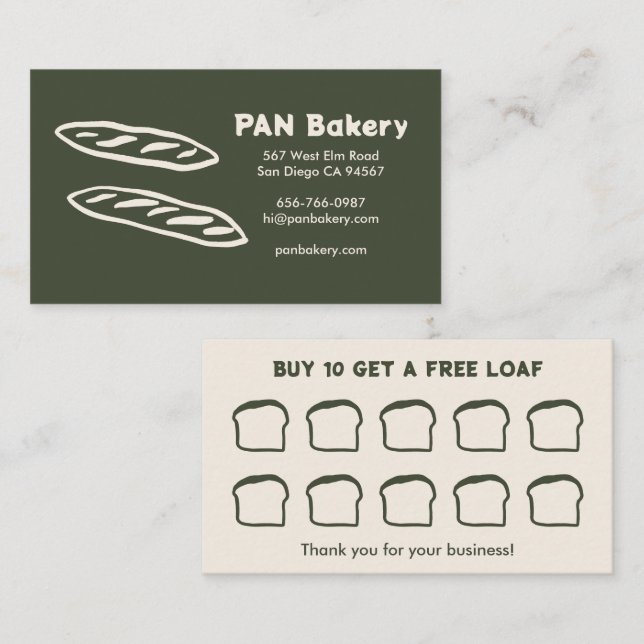 Fidélité Carte de visite Boulangerie sur mesure au levain D (Devant / Derrière)