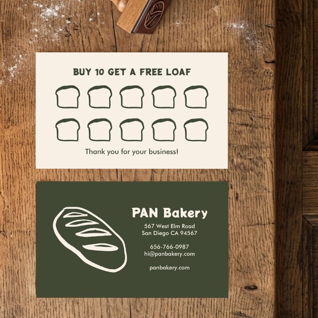 Fidélité Carte de visite Boulangerie sur mesure au levain m (Bread Bakery Sourdough CUSTOM Hand-drawn Rewards Loyalty Card
)