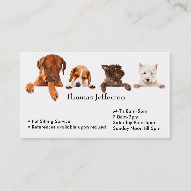 Fidélité Carte de visite du service de pose de familiers (Devant)