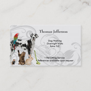 Fidélité Carte de visite du service de pose pour animaux