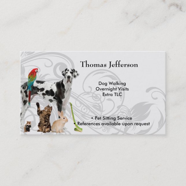 Fidélité Carte de visite du service de pose pour animaux (Devant)