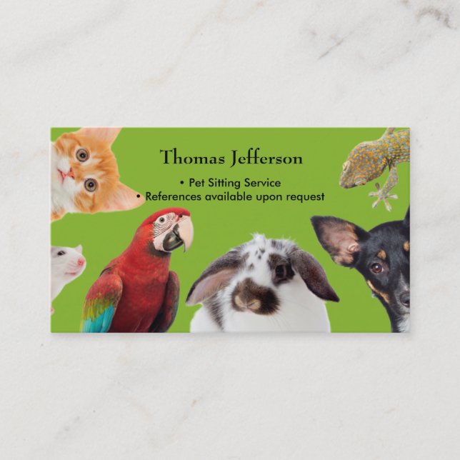 Fidélité Carte de visite du service de pose pour animaux (Devant)