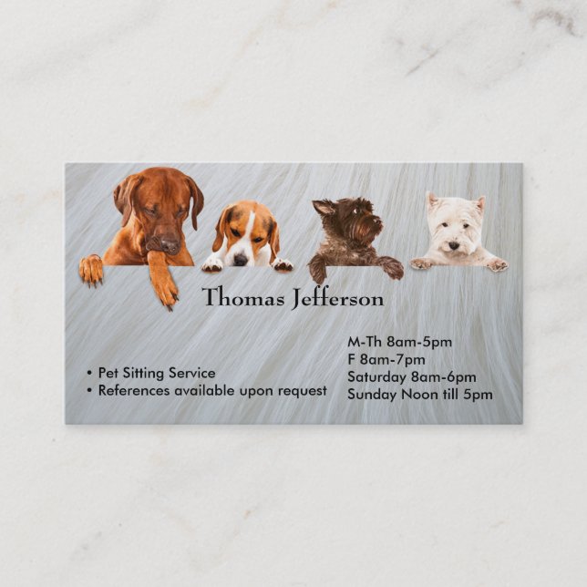 Fidélité Carte de visite du service de pose pour animaux (Devant)