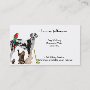 Fidélité Carte de visite du service de pose pour animaux
