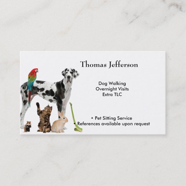 Fidélité Carte de visite du service de pose pour animaux (Devant)