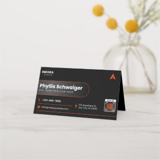 Fidélité Carte de visite moderne noire et orange avec code