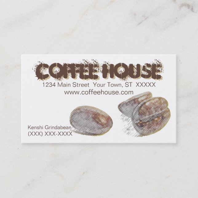 Fidélité carte de visite personalizable "de grains de café" (Devant)