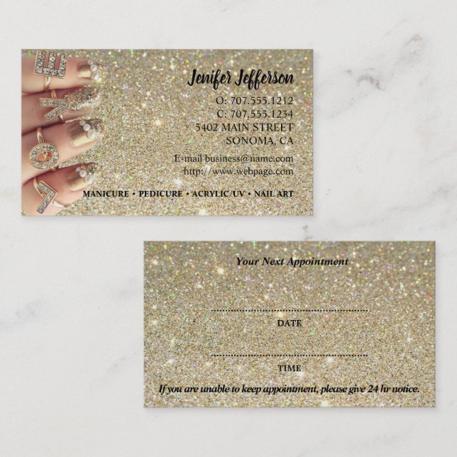 Fidélité Carte de visite pour rendez-vous de salon de manuc (Devant / Derrière)