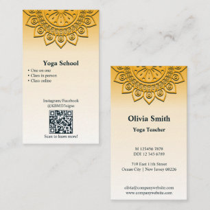 Fidélité Carte de visite professionnelle de yoga de style M