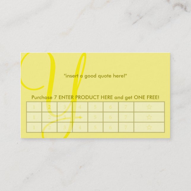 Fidélité carte perforée aérienne de jaune de monogramme (Dos)