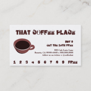 Fidélité Carte perforée de boissons de café