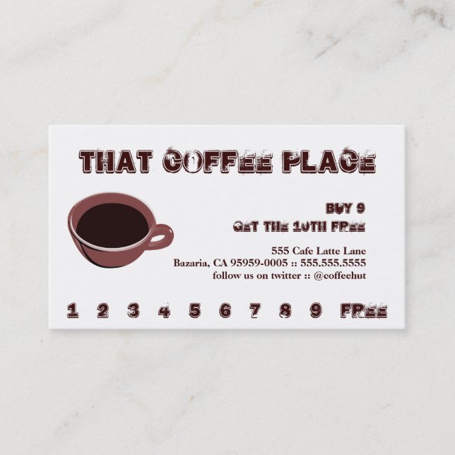 Fidélité Carte perforée de boissons de café (Devant)
