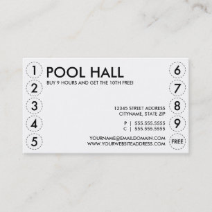 Fidélité carte perforée de salle de billard
