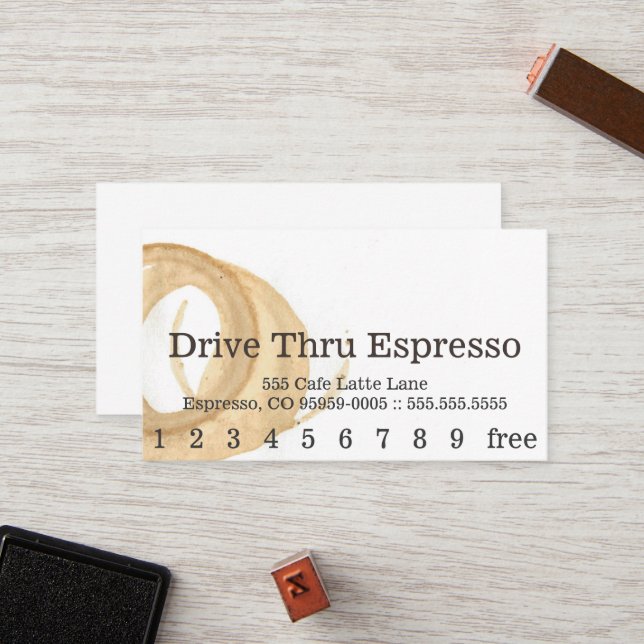 Fidélité Carte perforée de tache de café de police de (Devant/Arrière en situation)