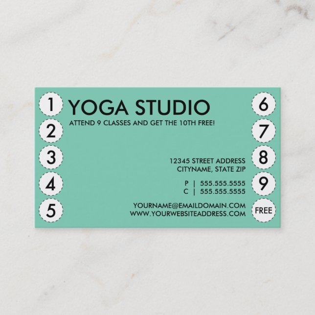 Fidélité carte perforée de yoga (Devant)