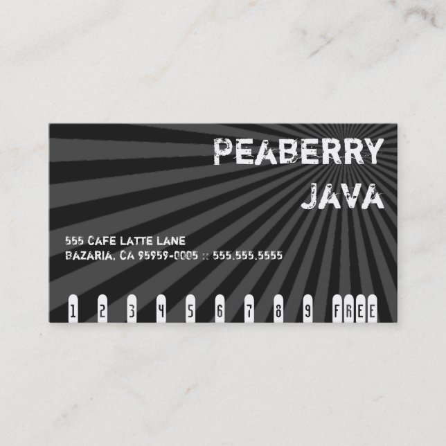 Fidélité Carte perforée foncée de boissons de Peaberry Java (Devant)