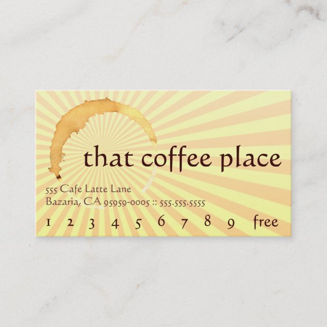 Fidélité Cette carte de punch pour boisson de café (Devant)
