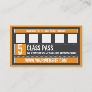 Fidélité Classe Fitness Carte de visite 5 Classe Pass Card