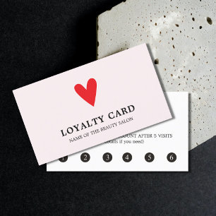 Fidélité Élégant Rose Red Heart Beauty Salon Carte de fidél