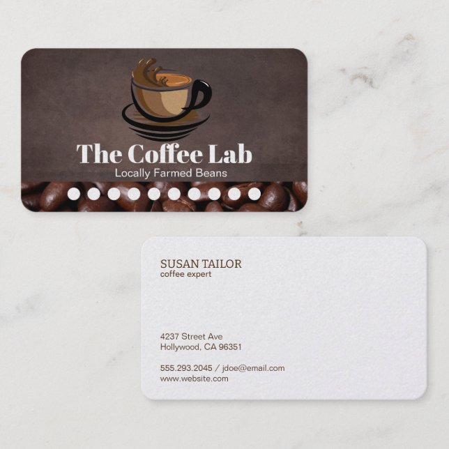 Fidélité Fèves de café | 10 Visiter la carte de poinçon (Devant / Derrière)