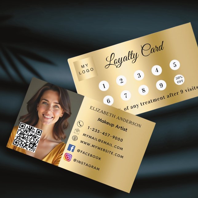 Fidélité Logo d'entreprise photo or QR code carte de fidéli (Créateur téléchargé)