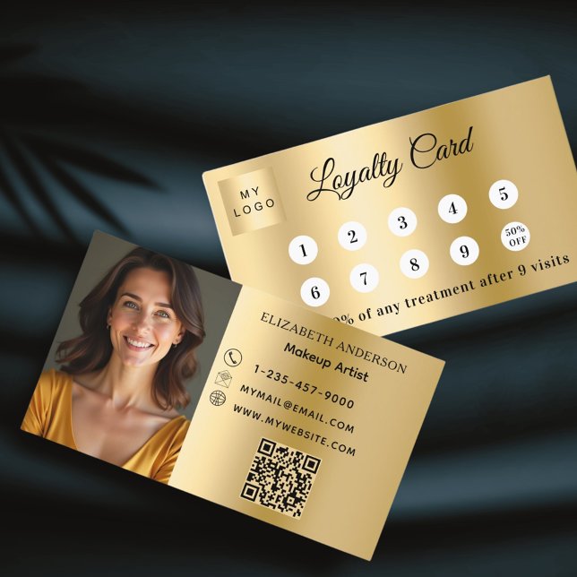 Fidélité Logo d'entreprise photo or QR code carte de fidéli (Créateur téléchargé)