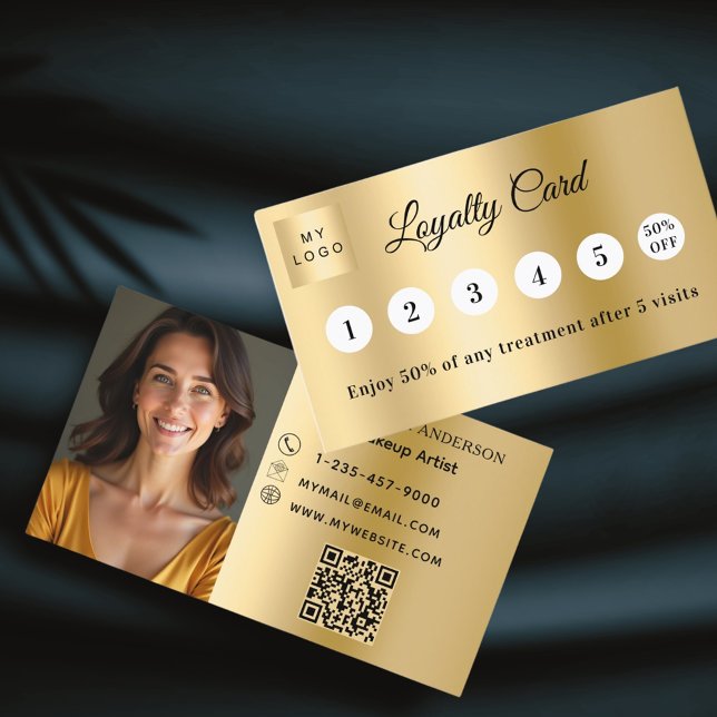 Fidélité Logo d'entreprise photo or QR code carte de fidéli (Créateur téléchargé)